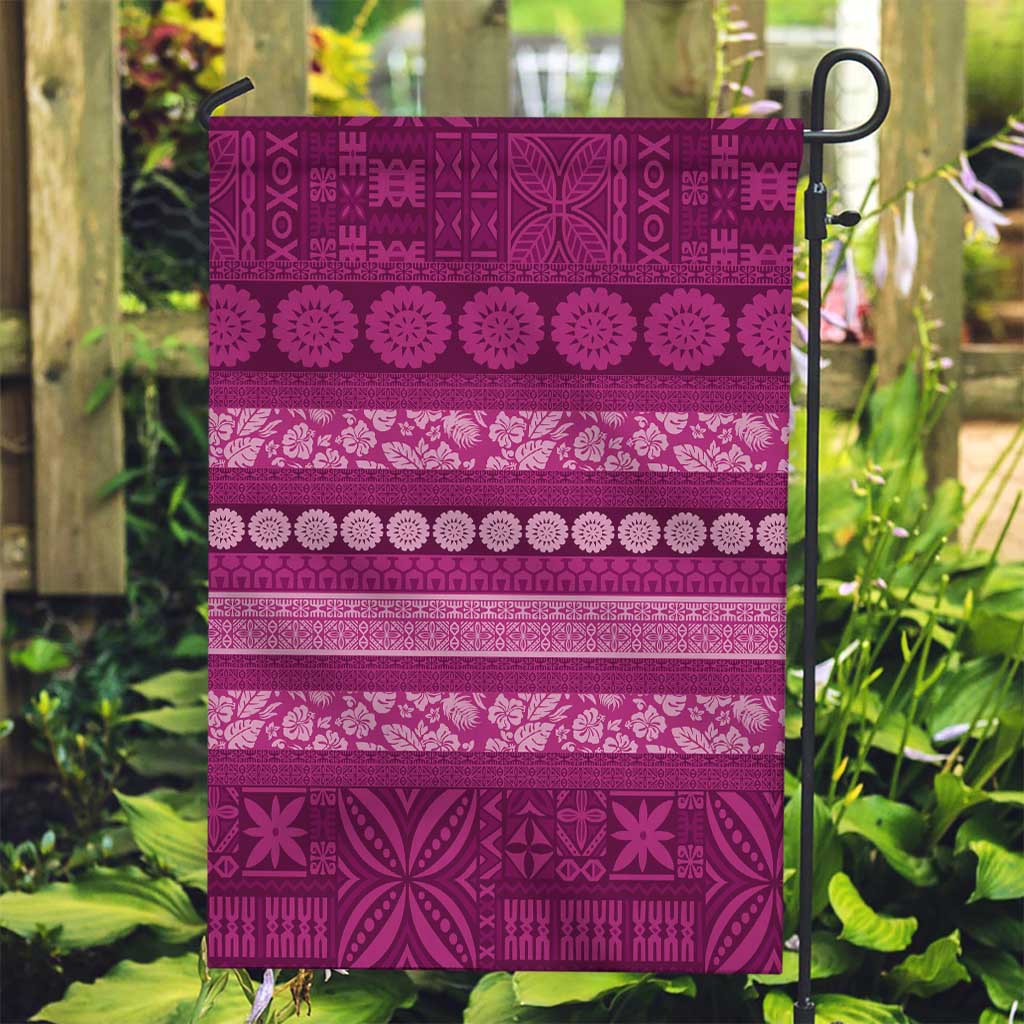Fiji Marau na Kerisimasi Garden Flag Pink Tapa Masi Inspired Christmas LT9 Garden Flag Pink - Polynesian Pride