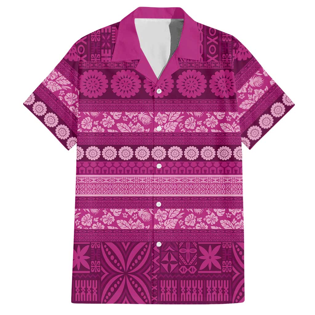 Fiji Marau na Kerisimasi Hawaiian Shirt Pink Tapa Masi Inspired Christmas LT9 Pink - Polynesian Pride