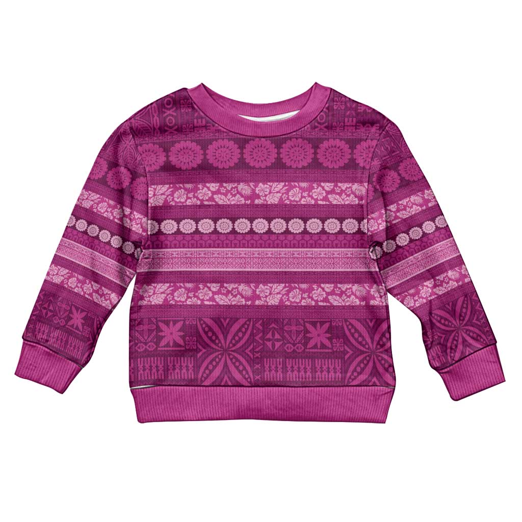 Fiji Marau na Kerisimasi Kid Ugly Christmas Sweater Pink Tapa Masi Inspired Christmas LT9 Kid Pink - Polynesian Pride