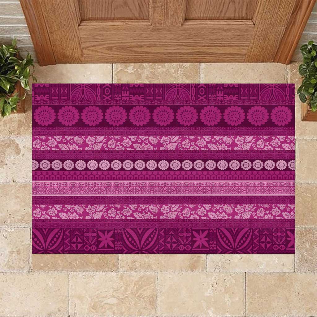 Fiji Marau na Kerisimasi Rubber Doormat Pink Tapa Masi Inspired Christmas LT9 Pink - Polynesian Pride