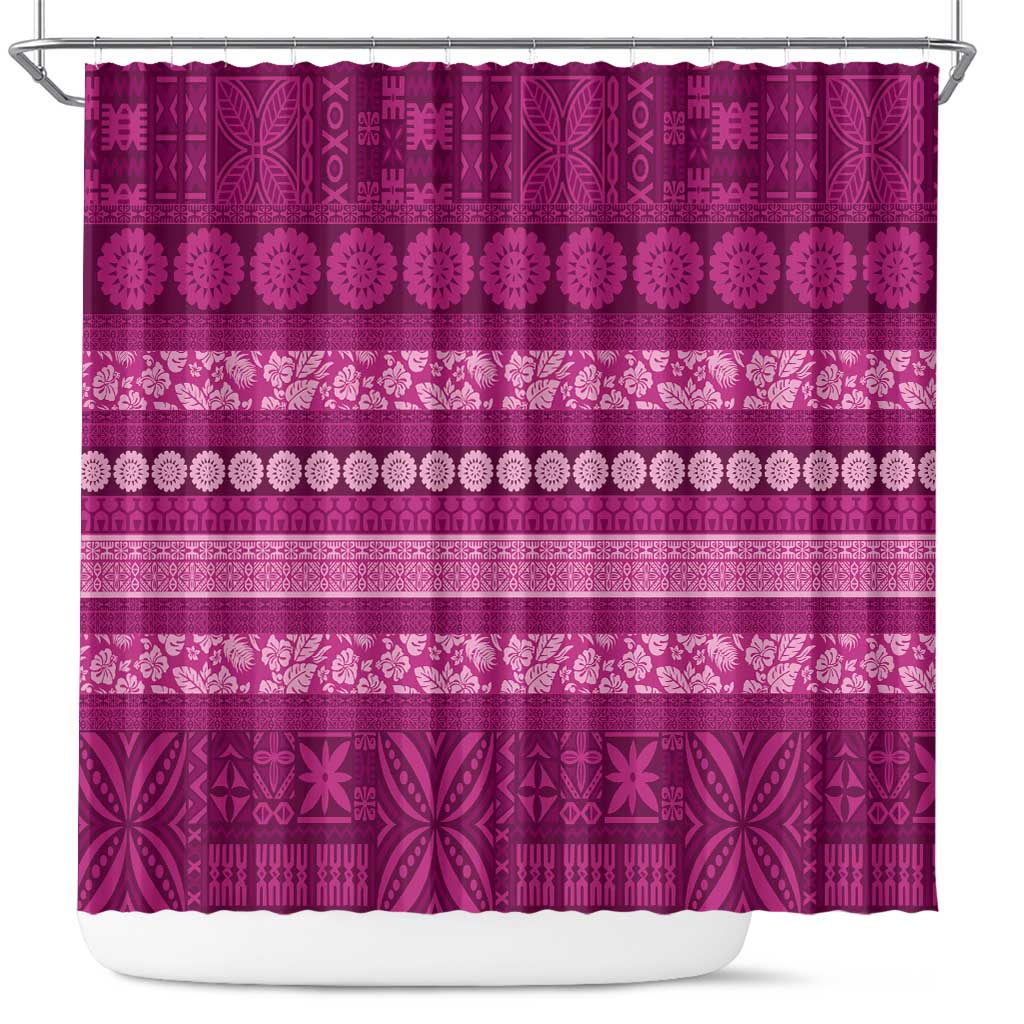 Fiji Marau na Kerisimasi Shower Curtain Pink Tapa Masi Inspired Christmas LT9 Pink - Polynesian Pride
