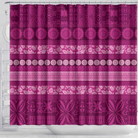 Fiji Marau na Kerisimasi Shower Curtain Pink Tapa Masi Inspired Christmas LT9 - Polynesian Pride