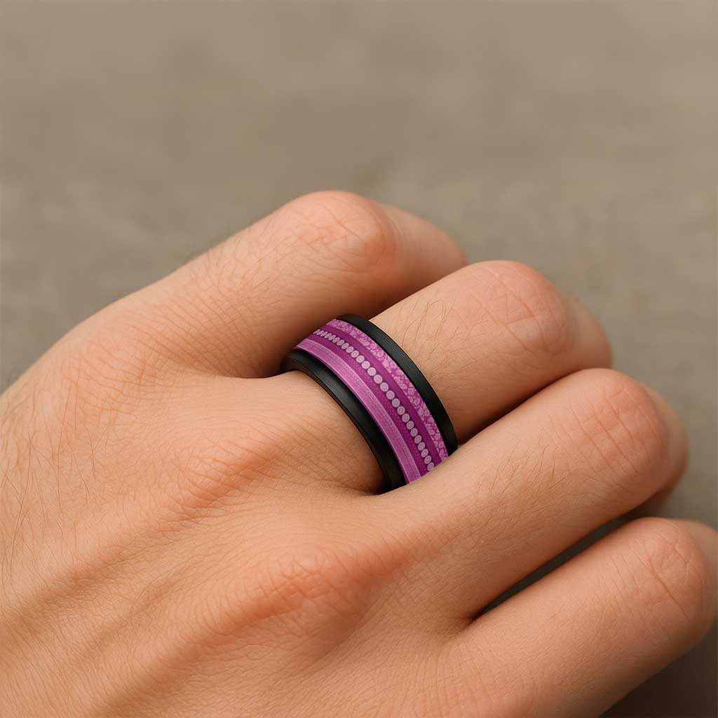 Fiji Marau na Kerisimasi Spinner Ring Pink Tapa Masi Inspired Christmas LT9 - Polynesian Pride