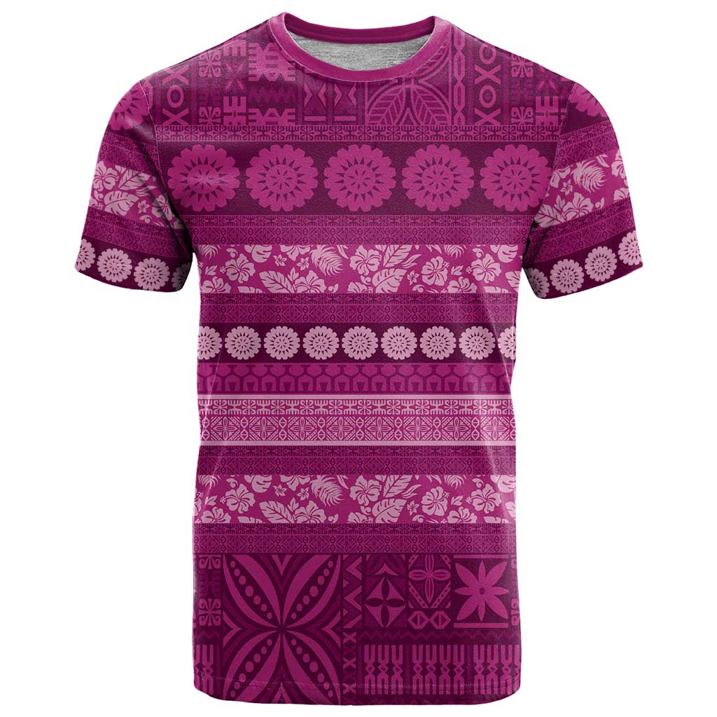 Fiji Marau na Kerisimasi T Shirt Pink Tapa Masi Inspired Christmas LT9 Pink - Polynesian Pride