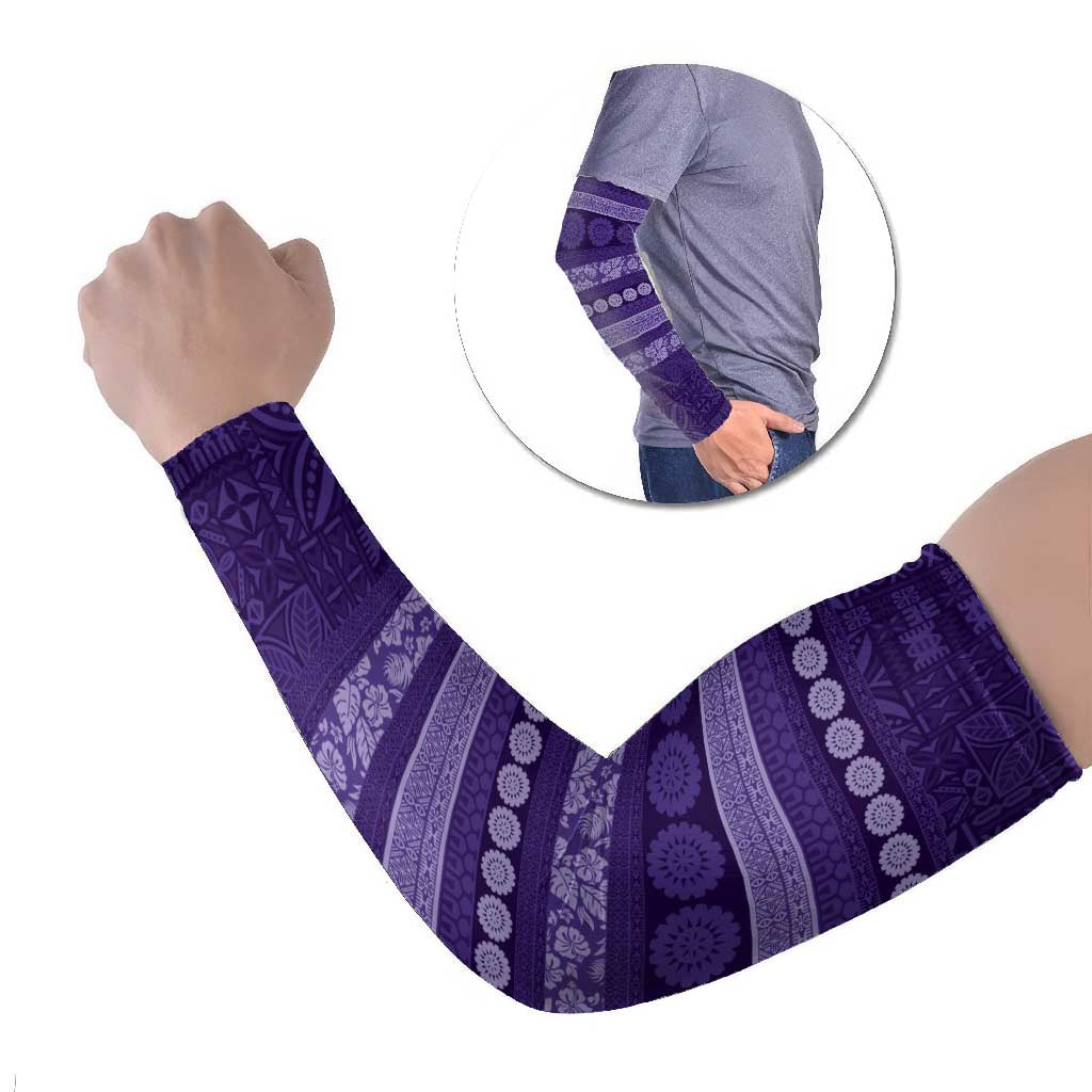 Fiji Marau na Kerisimasi Arm Sleeves Purple Tapa Masi Inspired Christmas LT9 Set of 2 Purple - Polynesian Pride