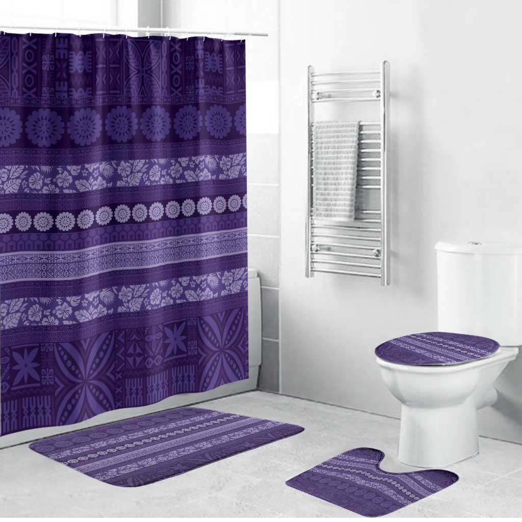 Fiji Marau na Kerisimasi Bathroom Set Purple Tapa Masi Inspired Christmas LT9 Bathroom Set (4 pcs) Purple - Polynesian Pride