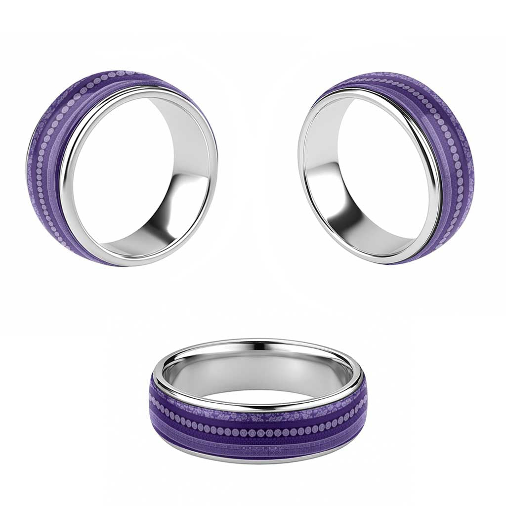 Fiji Marau na Kerisimasi Classic Ring Purple Tapa Masi Inspired Christmas LT9 - Polynesian Pride