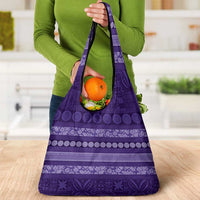 Fiji Marau na Kerisimasi Grocery Bag Purple Tapa Masi Inspired Christmas LT9 - Polynesian Pride
