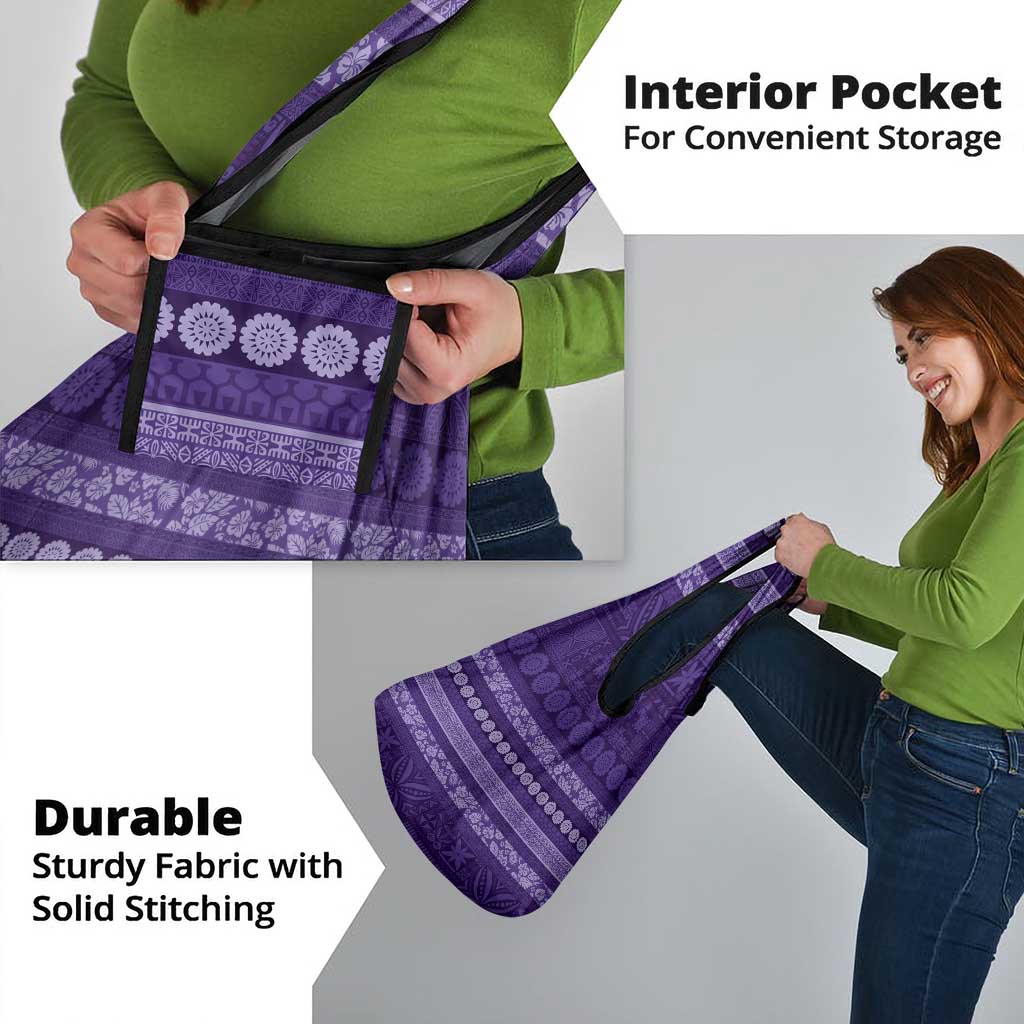 Fiji Marau na Kerisimasi Grocery Bag Purple Tapa Masi Inspired Christmas LT9 - Polynesian Pride