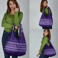 Fiji Marau na Kerisimasi Grocery Bag Purple Tapa Masi Inspired Christmas LT9 - Polynesian Pride