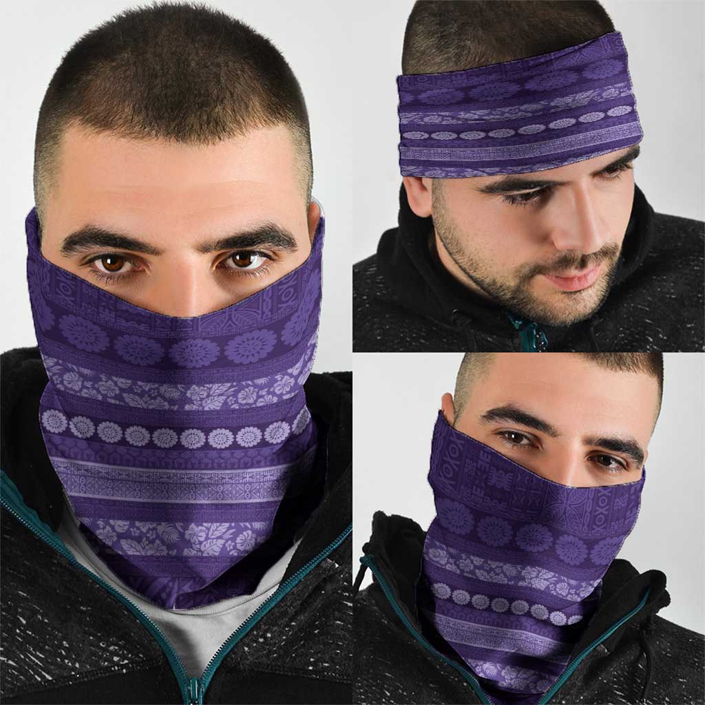 Fiji Marau na Kerisimasi Neck Gaiter Purple Tapa Masi Inspired Christmas LT9 - Polynesian Pride