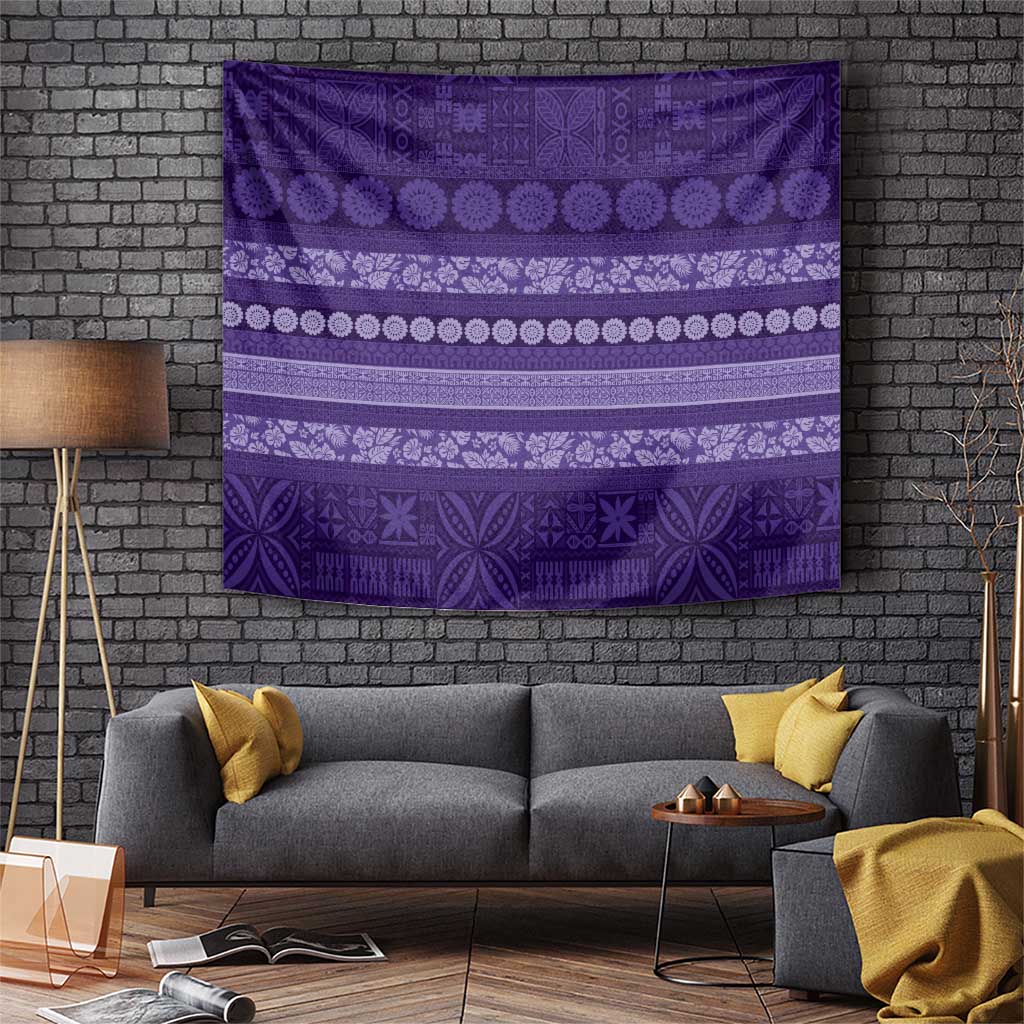 Fiji Marau na Kerisimasi Tapestry Purple Tapa Masi Inspired Christmas LT9 Purple - Polynesian Pride