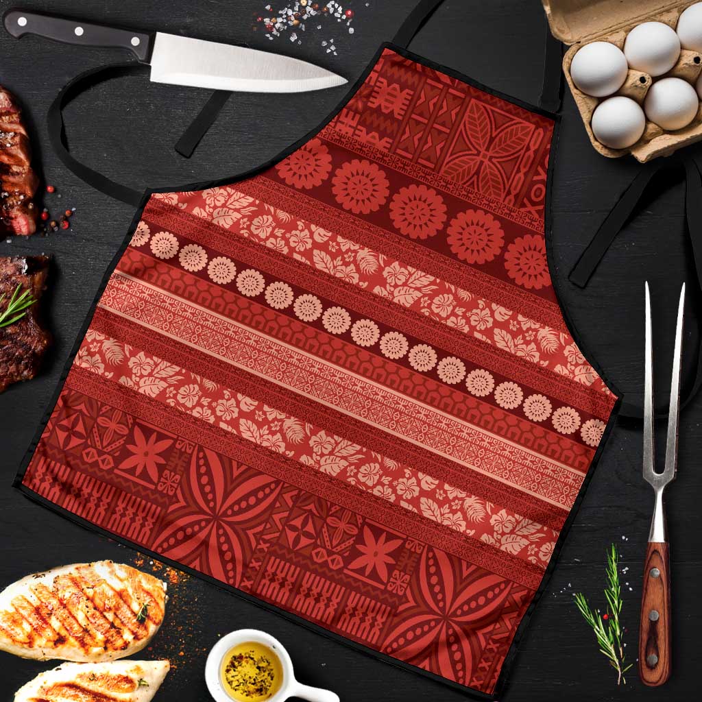 Fiji Marau na Kerisimasi Apron Red Tapa Masi Inspired Christmas LT9 Red - Polynesian Pride