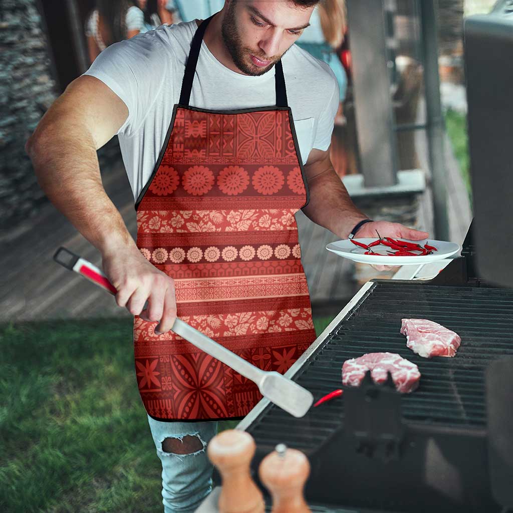 Fiji Marau na Kerisimasi Apron Red Tapa Masi Inspired Christmas LT9 - Polynesian Pride