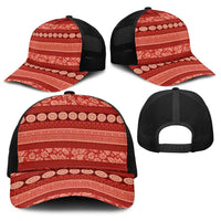 Fiji Marau na Kerisimasi Baseball Net Cap Red Tapa Masi Inspired Christmas LT9 - Polynesian Pride