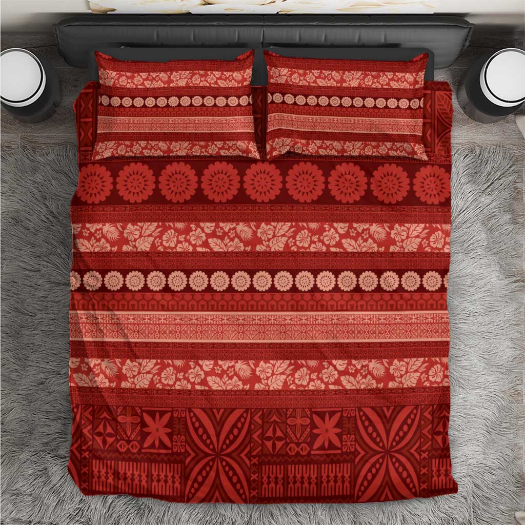 Fiji Marau na Kerisimasi Bedding Set Red Tapa Masi Inspired Christmas LT9 Red - Polynesian Pride