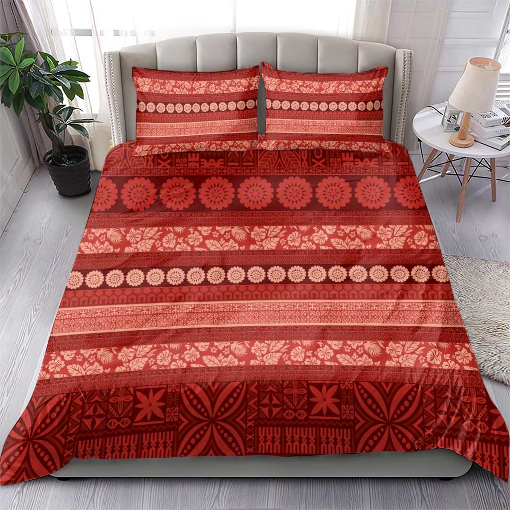 Fiji Marau na Kerisimasi Bedding Set Red Tapa Masi Inspired Christmas LT9 - Polynesian Pride