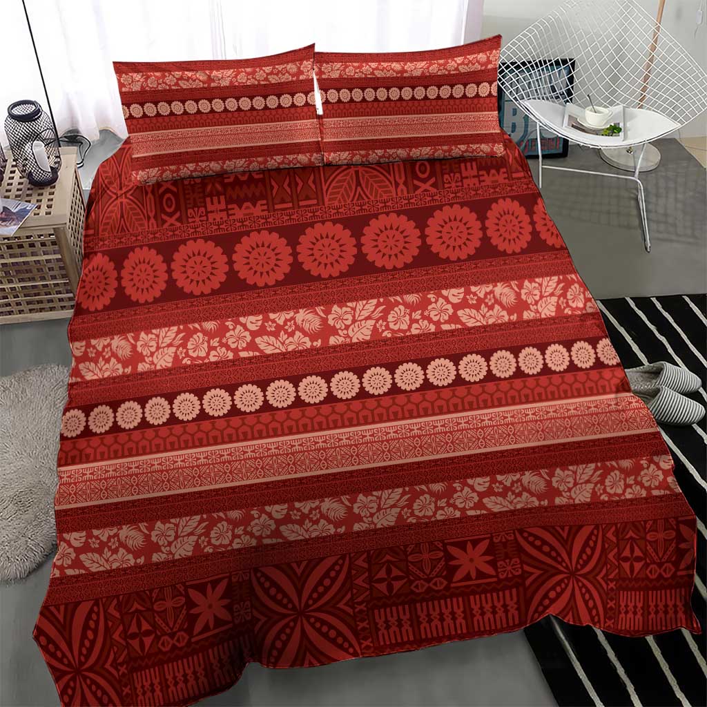 Fiji Marau na Kerisimasi Bedding Set Red Tapa Masi Inspired Christmas LT9 - Polynesian Pride