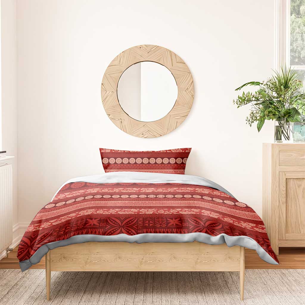Fiji Marau na Kerisimasi Bedding Set Red Tapa Masi Inspired Christmas LT9 - Polynesian Pride