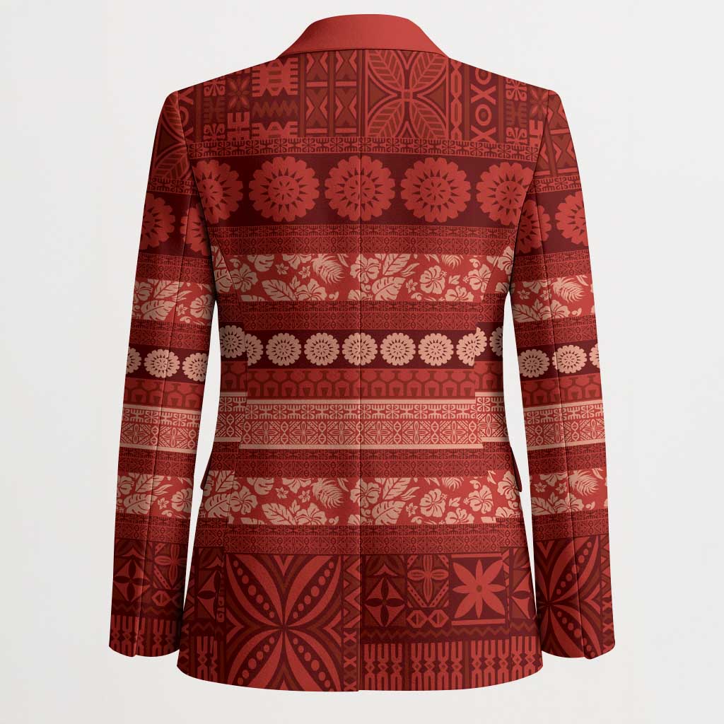 Fiji Marau na Kerisimasi Blazer Red Tapa Masi Inspired Christmas LT9 - Polynesian Pride