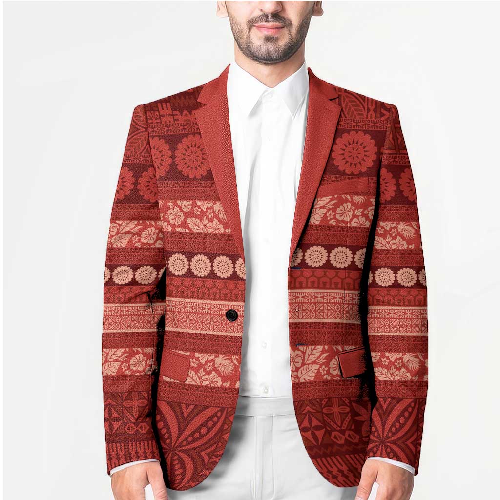 Fiji Marau na Kerisimasi Blazer Red Tapa Masi Inspired Christmas LT9 - Polynesian Pride