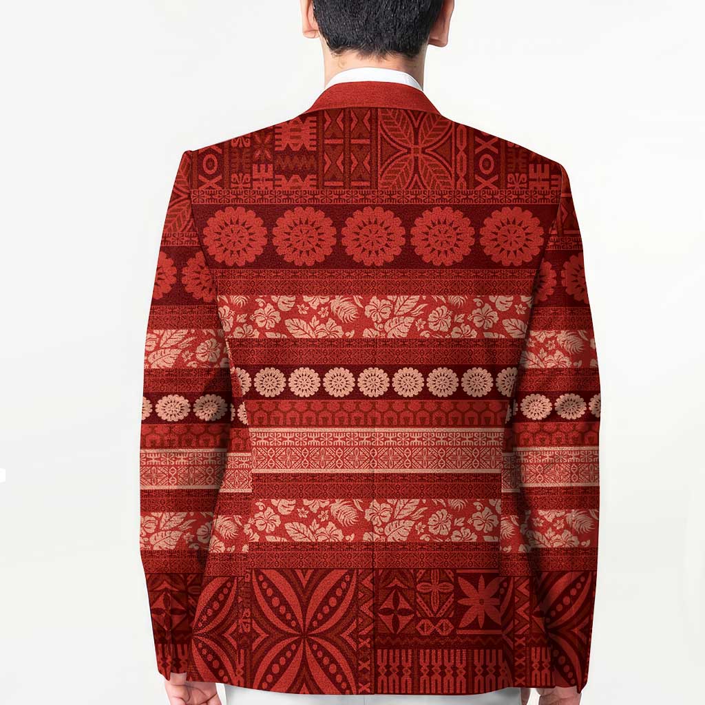 Fiji Marau na Kerisimasi Blazer Red Tapa Masi Inspired Christmas LT9 - Polynesian Pride