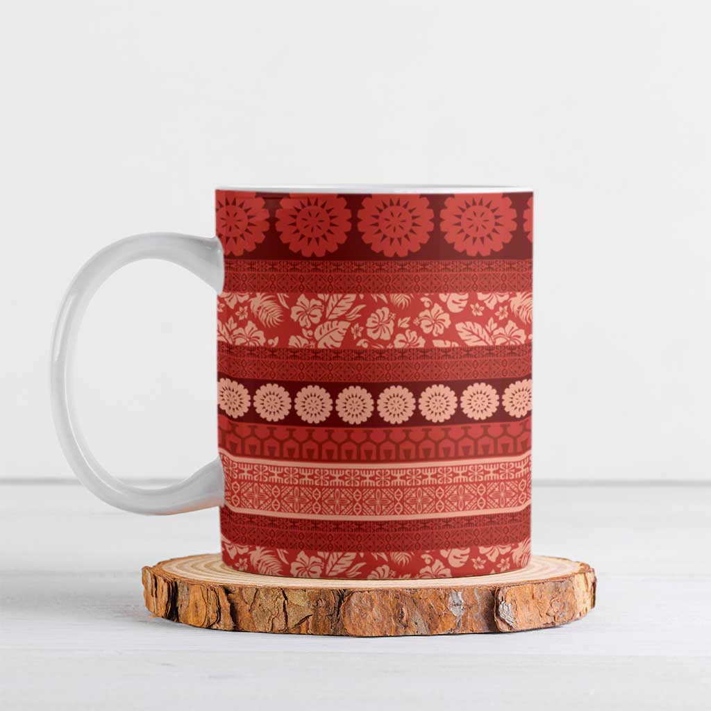 Fiji Marau na Kerisimasi Ceramic Mug Red Tapa Masi Inspired Christmas LT9 Red - Polynesian Pride