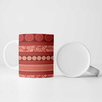 Fiji Marau na Kerisimasi Ceramic Mug Red Tapa Masi Inspired Christmas LT9 - Polynesian Pride