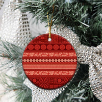 Fiji Marau na Kerisimasi Ceramic Ornament Red Tapa Masi Inspired Christmas LT9 - Polynesian Pride