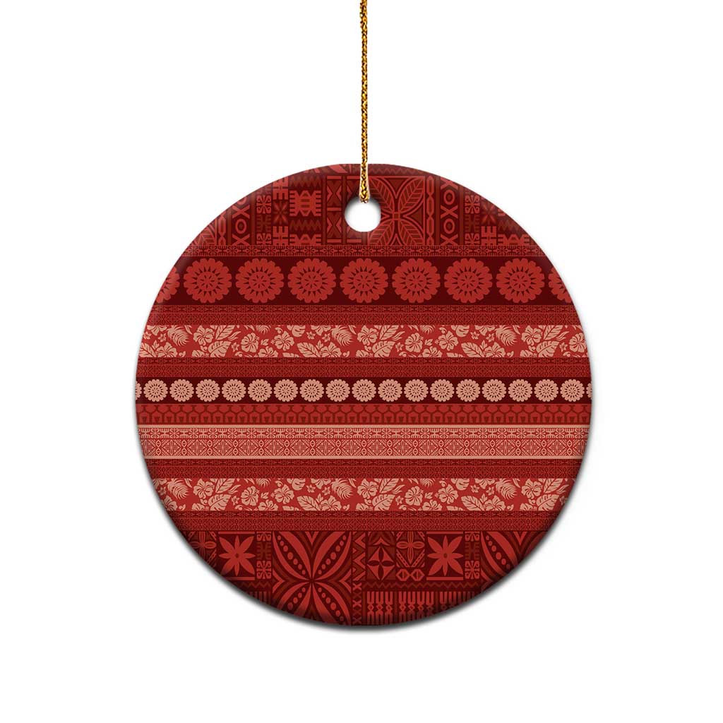 Fiji Marau na Kerisimasi Ceramic Ornament Red Tapa Masi Inspired Christmas LT9 - Polynesian Pride