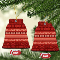 Fiji Marau na Kerisimasi Ceramic Ornament Red Tapa Masi Inspired Christmas LT9 Bell Flake Red - Polynesian Pride
