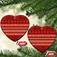 Fiji Marau na Kerisimasi Ceramic Ornament Red Tapa Masi Inspired Christmas LT9 Heart Red - Polynesian Pride