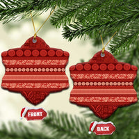 Fiji Marau na Kerisimasi Ceramic Ornament Red Tapa Masi Inspired Christmas LT9 Snow Flake Red - Polynesian Pride