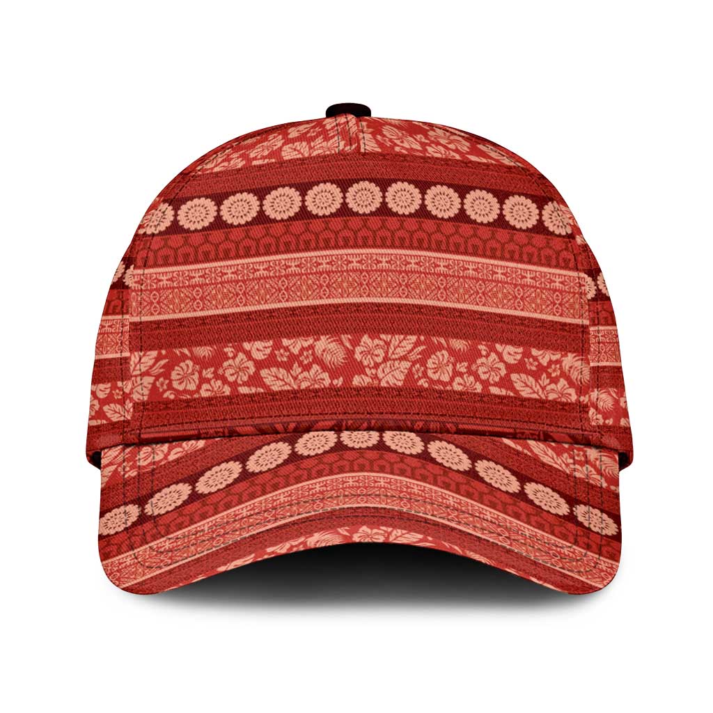 Fiji Marau na Kerisimasi Classic Cap Red Tapa Masi Inspired Christmas LT9 Universal Fit Red - Polynesian Pride