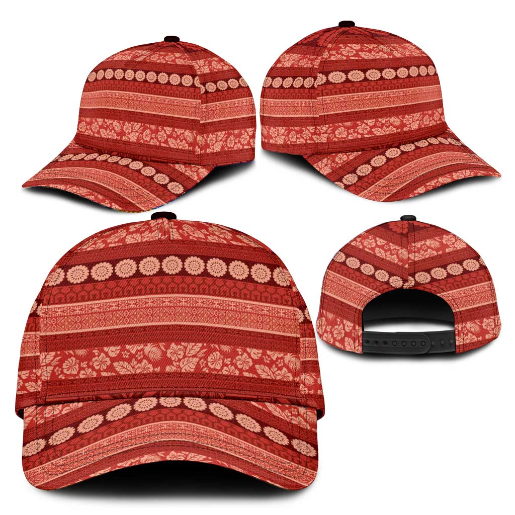 Fiji Marau na Kerisimasi Classic Cap Red Tapa Masi Inspired Christmas LT9 - Polynesian Pride