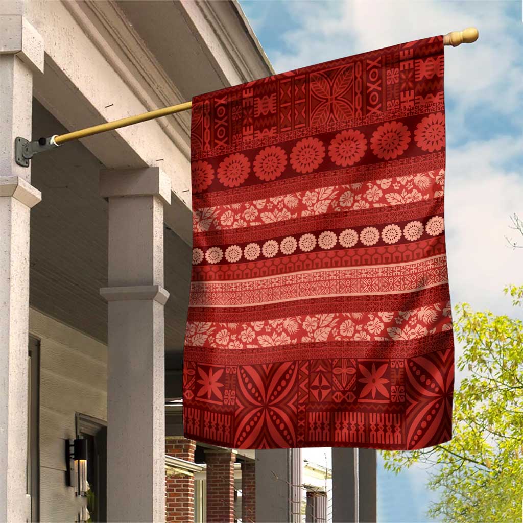 Fiji Marau na Kerisimasi Garden Flag Red Tapa Masi Inspired Christmas LT9 House Flag Red - Polynesian Pride