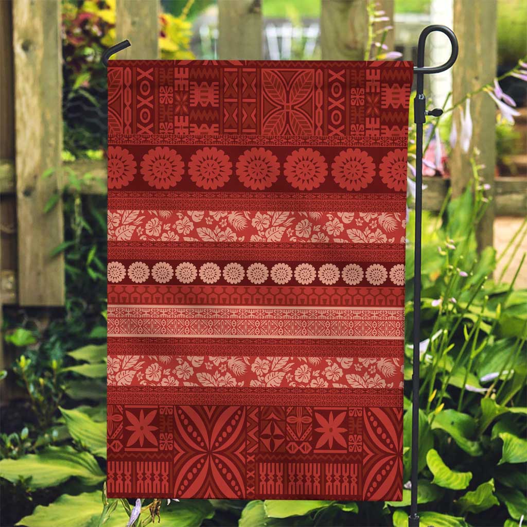 Fiji Marau na Kerisimasi Garden Flag Red Tapa Masi Inspired Christmas LT9 Garden Flag Red - Polynesian Pride