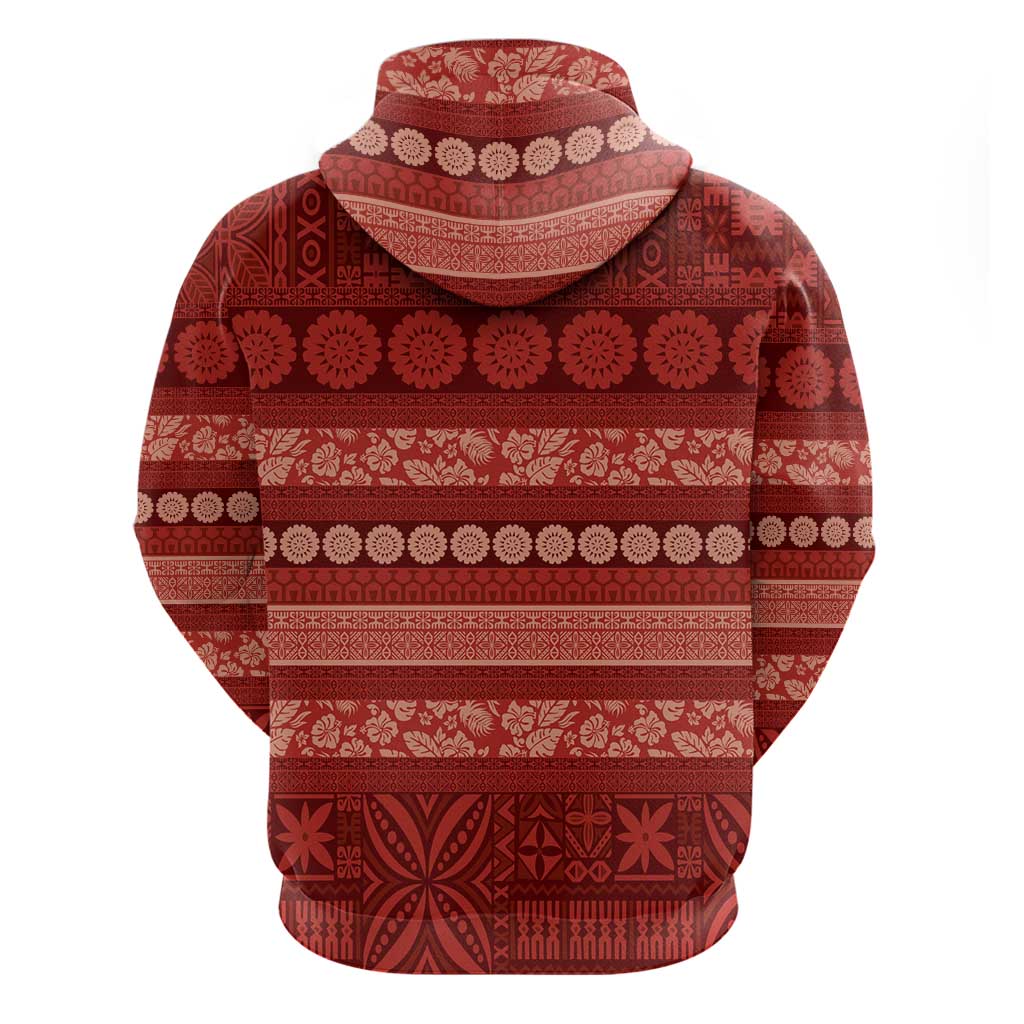 Fiji Marau na Kerisimasi Hoodie Red Tapa Masi Inspired Christmas LT9 - Polynesian Pride