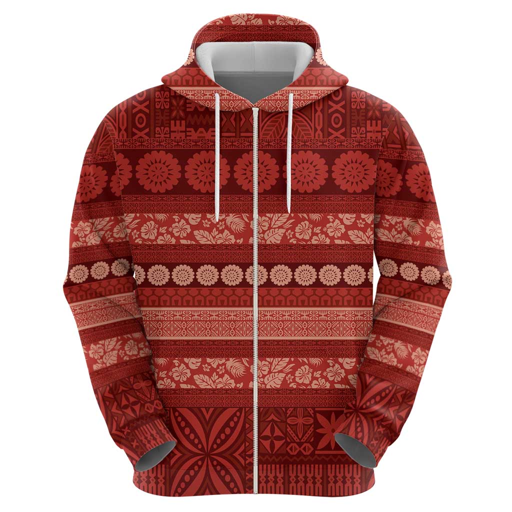 Fiji Marau na Kerisimasi Hoodie Red Tapa Masi Inspired Christmas LT9 - Polynesian Pride