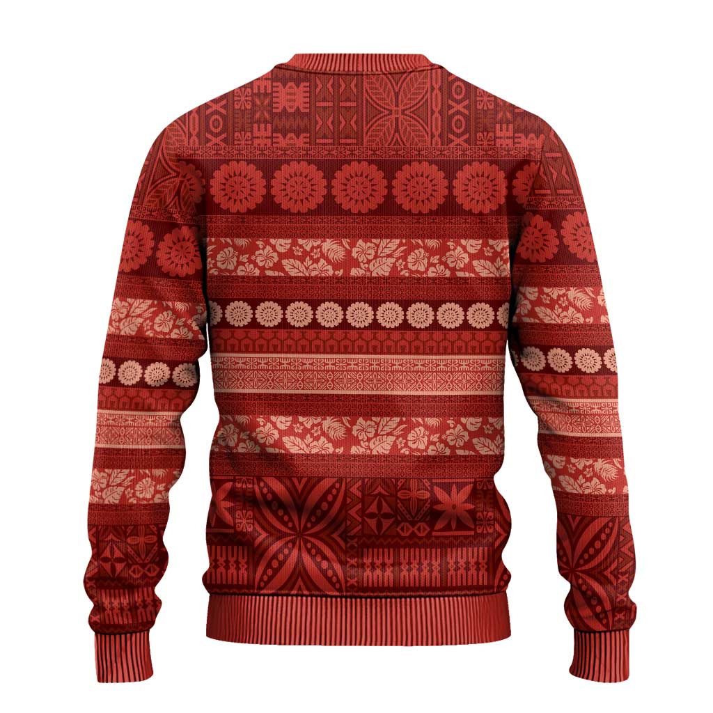 Fiji Marau na Kerisimasi Ugly Christmas Sweater Red Tapa Masi Inspired Christmas LT9 - Polynesian Pride