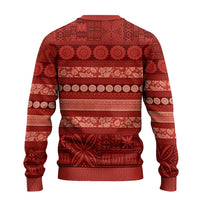 Fiji Marau na Kerisimasi Ugly Christmas Sweater Red Tapa Masi Inspired Christmas LT9 - Polynesian Pride
