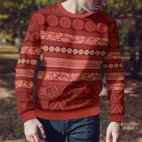 Fiji Marau na Kerisimasi Ugly Christmas Sweater Red Tapa Masi Inspired Christmas LT9 - Polynesian Pride