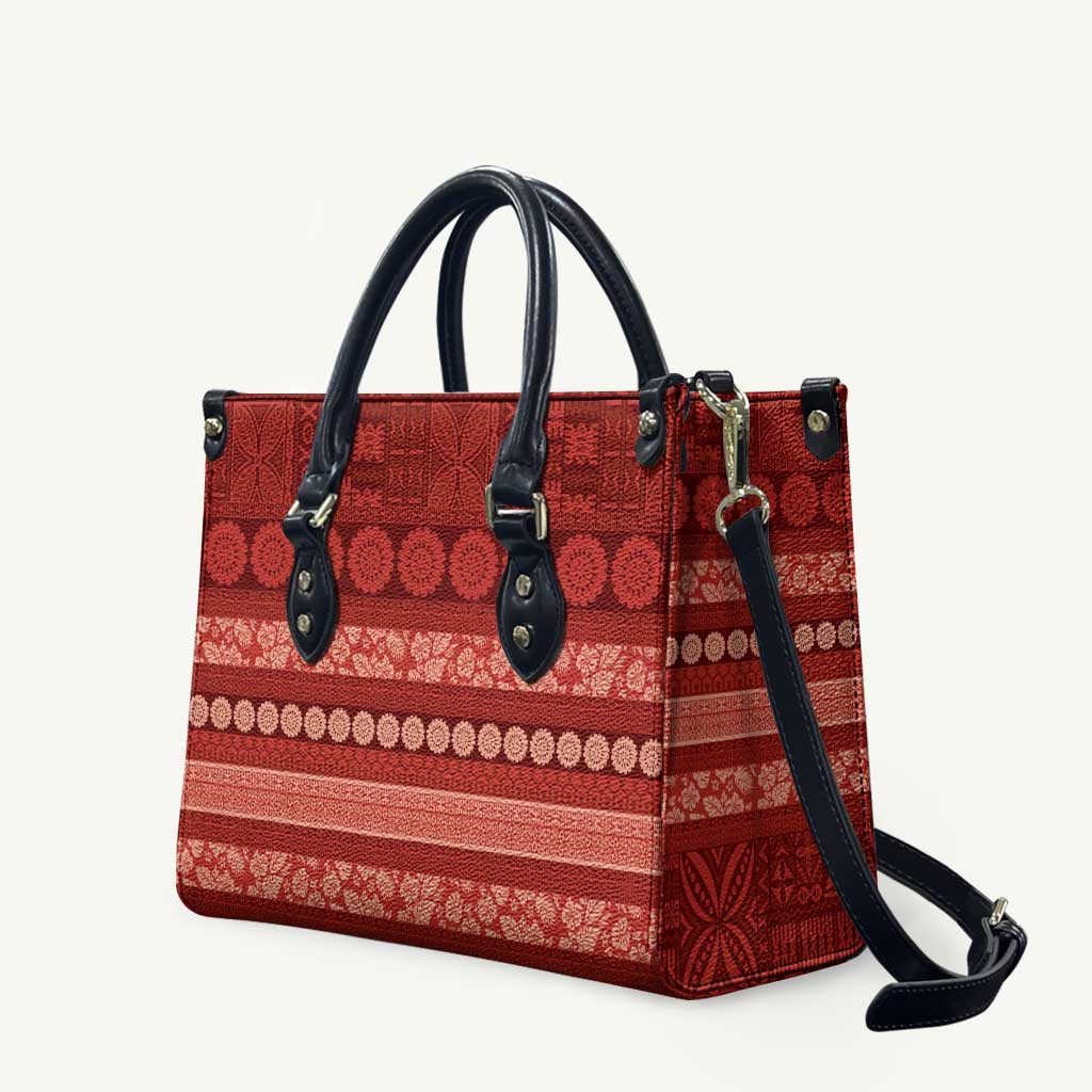 Fiji Marau na Kerisimasi Leather Bag Red Tapa Masi Inspired Christmas LT9 Red - Polynesian Pride