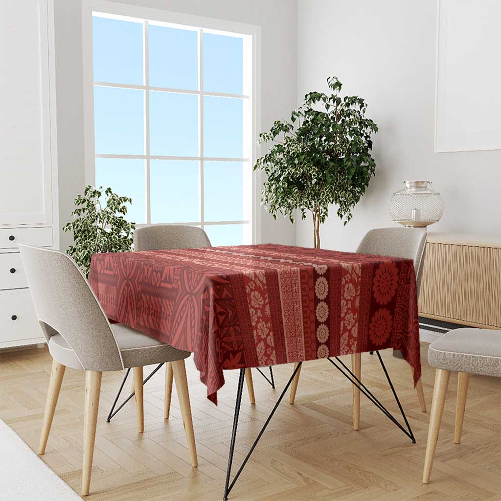 Fiji Marau na Kerisimasi Tablecloth Red Tapa Masi Inspired Christmas LT9 - Polynesian Pride