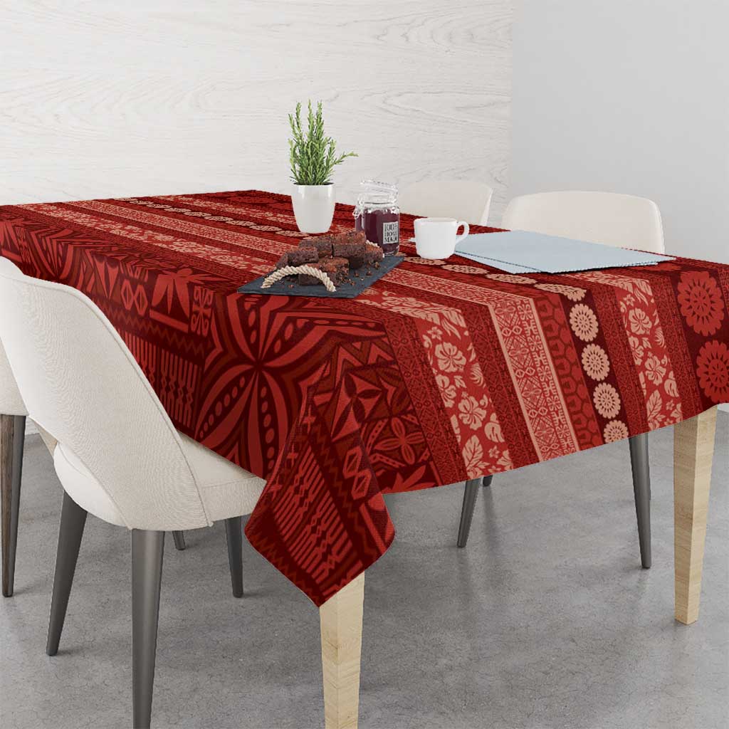 Fiji Marau na Kerisimasi Tablecloth Red Tapa Masi Inspired Christmas LT9 - Polynesian Pride