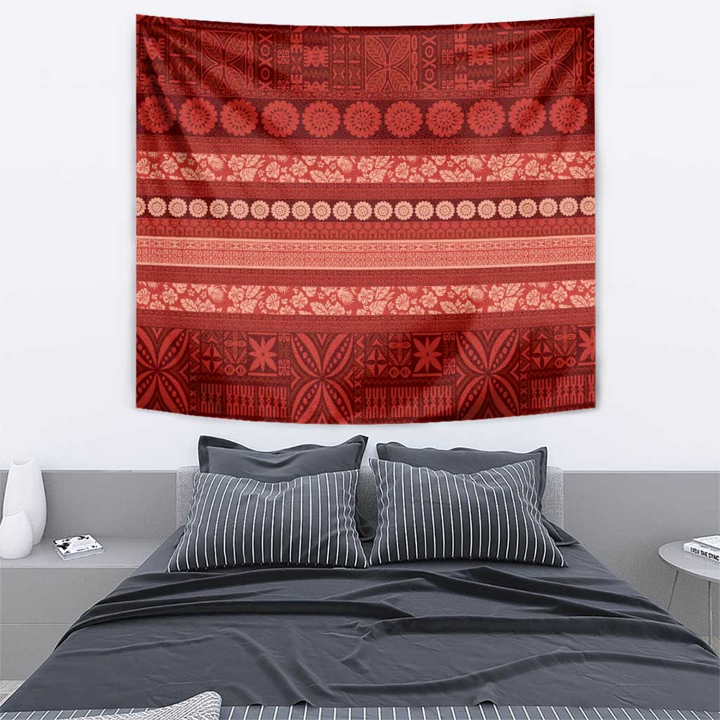 Fiji Marau na Kerisimasi Tapestry Red Tapa Masi Inspired Christmas LT9 - Polynesian Pride
