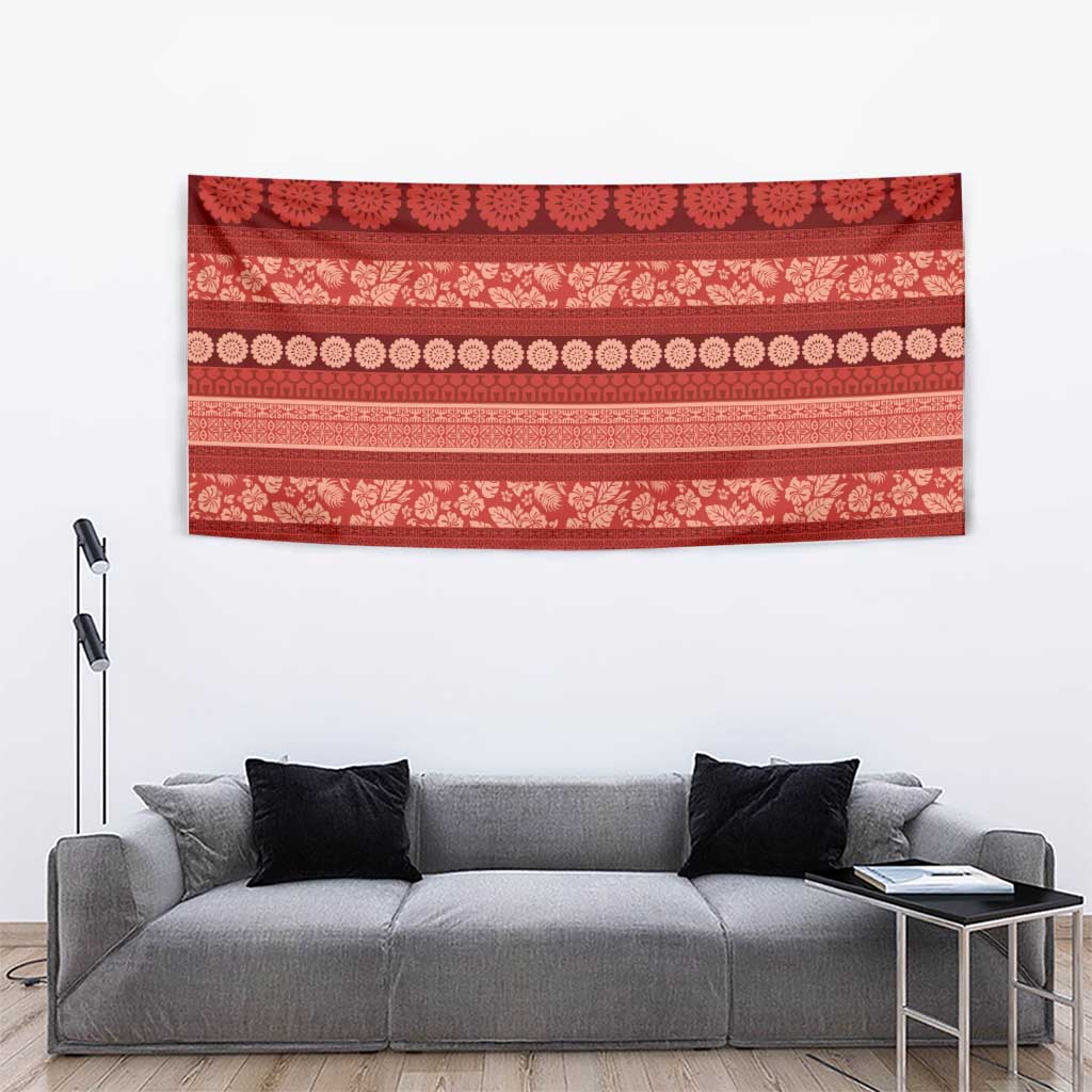 Fiji Marau na Kerisimasi Tapestry Red Tapa Masi Inspired Christmas LT9 - Polynesian Pride