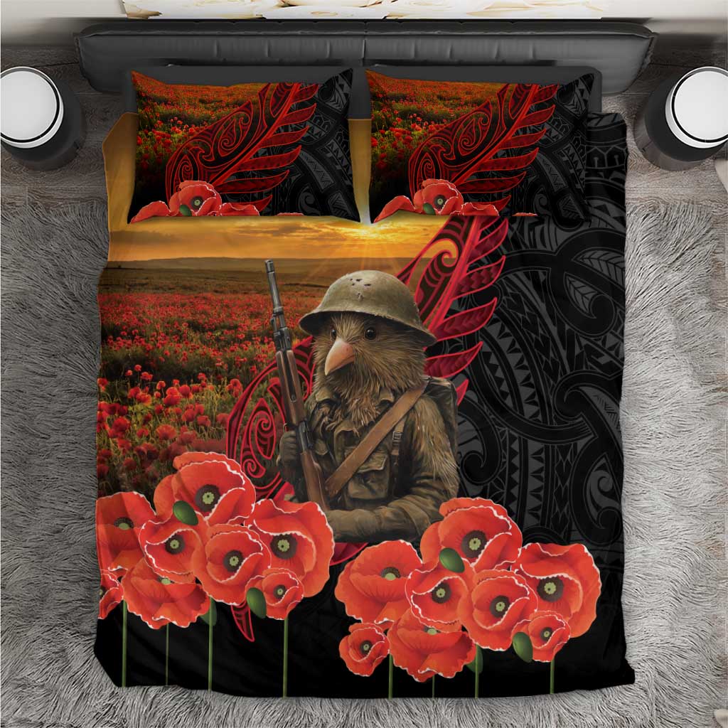 Maori Kiwi Soldier Fern Tattoo ANZAC Day Bedding Set Lest We Forget LT9 Black - Polynesian Pride
