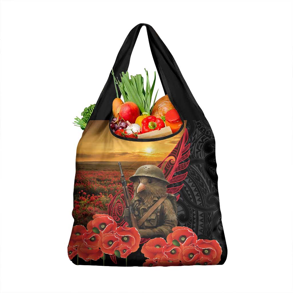 Maori Kiwi Soldier Fern Tattoo ANZAC Day Grocery Bag Lest We Forget LT9 1-pack One Size Black - Polynesian Pride