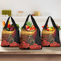 Maori Kiwi Soldier Fern Tattoo ANZAC Day Grocery Bag Lest We Forget LT9 3-pack One Size Black - Polynesian Pride
